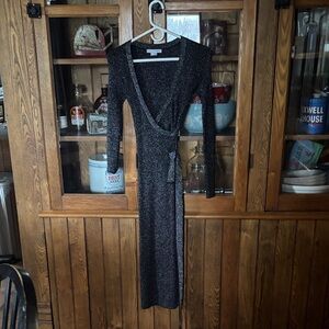 Baltic Born Black Shimmer Long Sleeve Dress